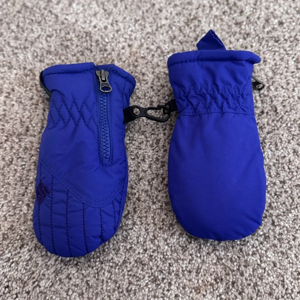 Columbia Infant Baby Zip Closure‎ Winter Snow Mittens Fleece Lined Blue